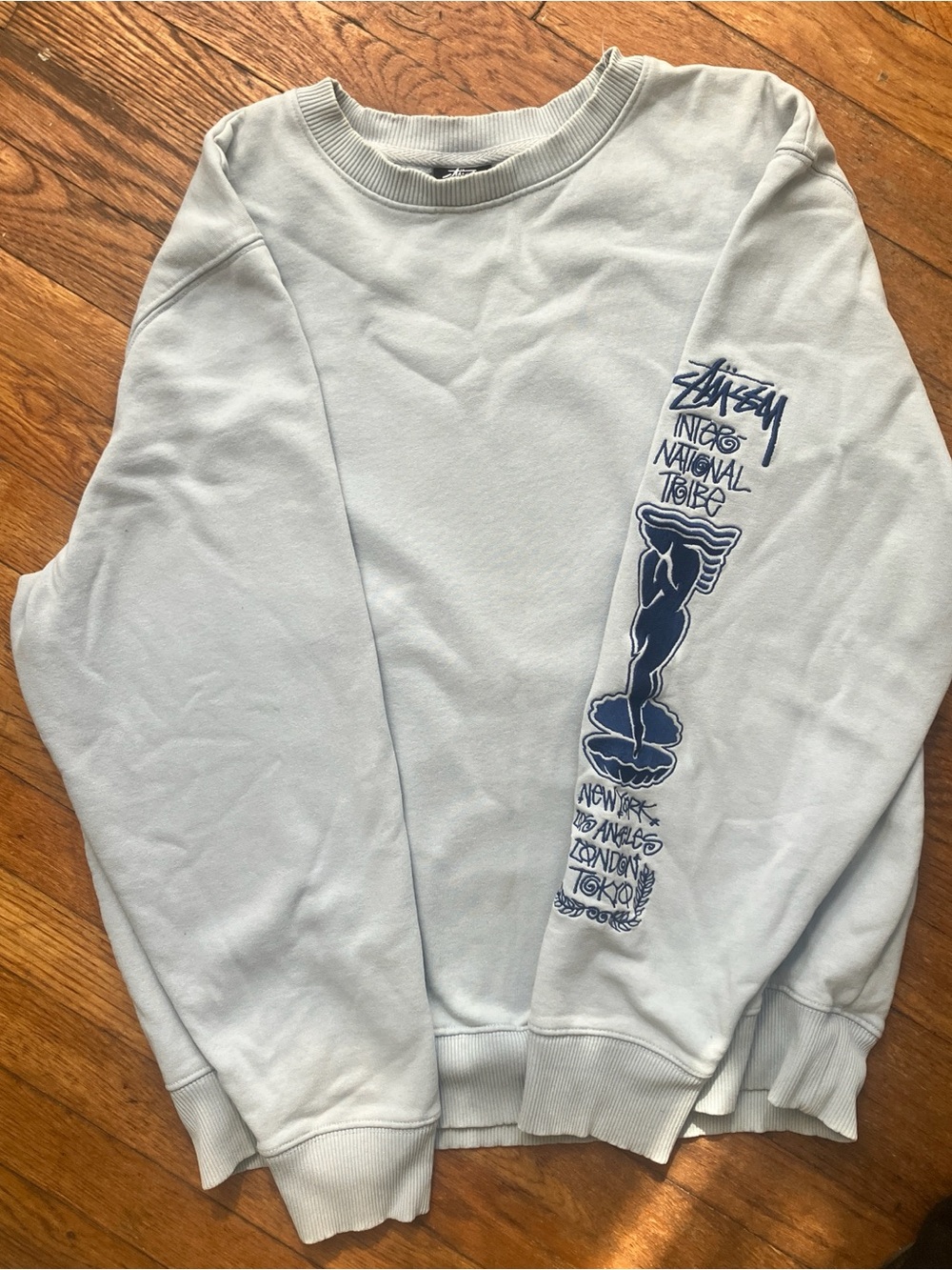 Stussy Venus App Embroidered Sleeve Crew Sweatshirt - M